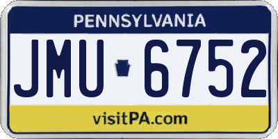 PA license plate JMU6752