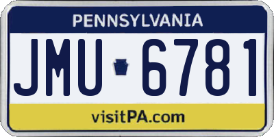 PA license plate JMU6781