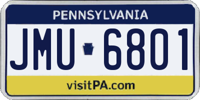 PA license plate JMU6801