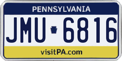 PA license plate JMU6816