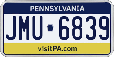 PA license plate JMU6839