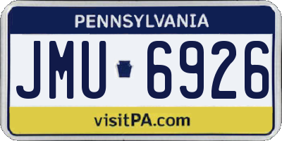 PA license plate JMU6926