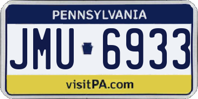 PA license plate JMU6933