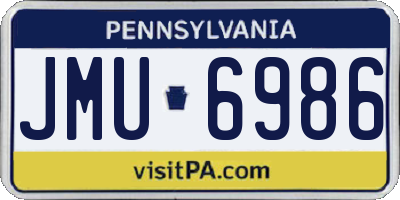 PA license plate JMU6986