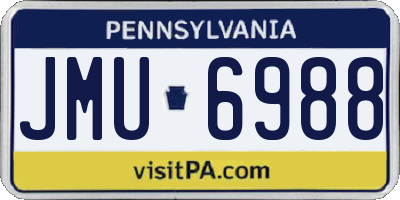 PA license plate JMU6988