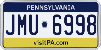 PA license plate JMU6998