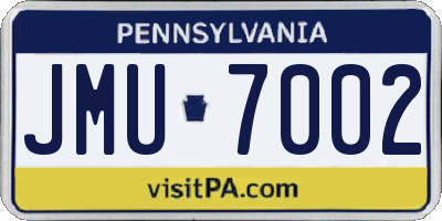 PA license plate JMU7002