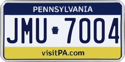 PA license plate JMU7004