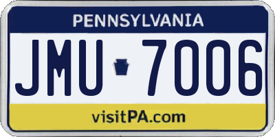 PA license plate JMU7006