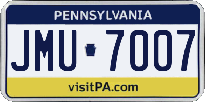 PA license plate JMU7007