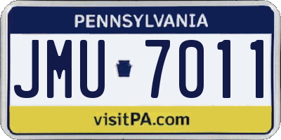 PA license plate JMU7011