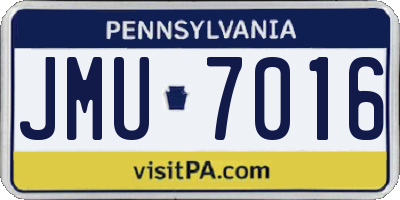 PA license plate JMU7016