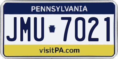 PA license plate JMU7021
