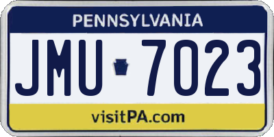 PA license plate JMU7023