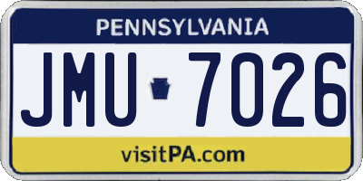 PA license plate JMU7026