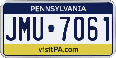 PA license plate JMU7061
