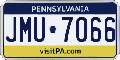 PA license plate JMU7066