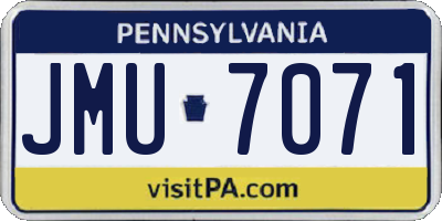 PA license plate JMU7071