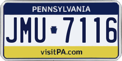 PA license plate JMU7116