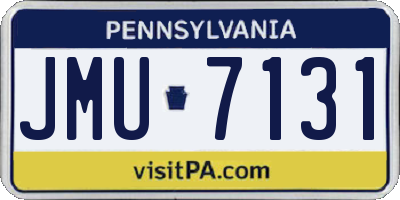 PA license plate JMU7131