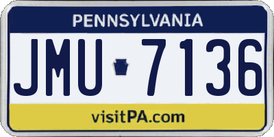 PA license plate JMU7136