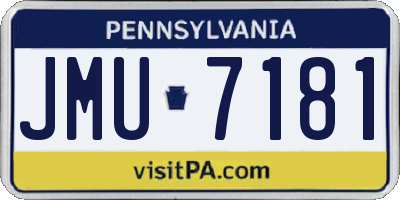 PA license plate JMU7181