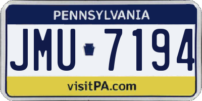 PA license plate JMU7194