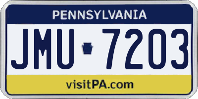 PA license plate JMU7203