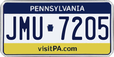 PA license plate JMU7205