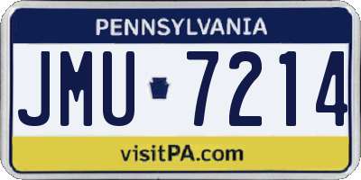 PA license plate JMU7214