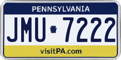 PA license plate JMU7222