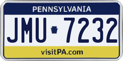 PA license plate JMU7232