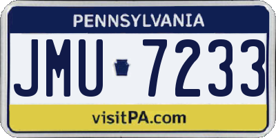 PA license plate JMU7233