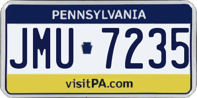 PA license plate JMU7235