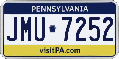PA license plate JMU7252
