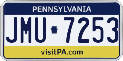 PA license plate JMU7253