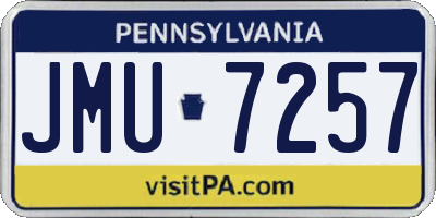 PA license plate JMU7257