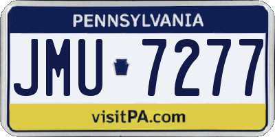 PA license plate JMU7277
