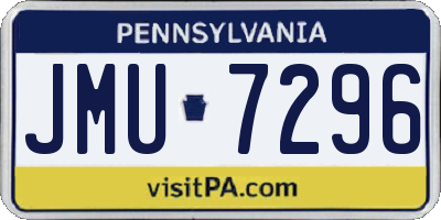 PA license plate JMU7296