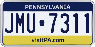 PA license plate JMU7311