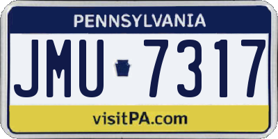 PA license plate JMU7317