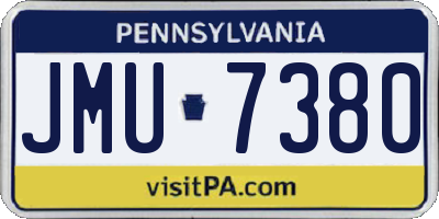 PA license plate JMU7380
