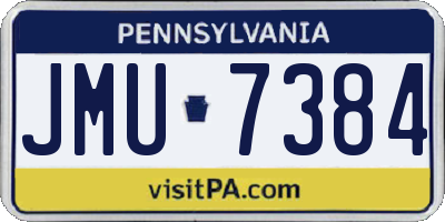PA license plate JMU7384