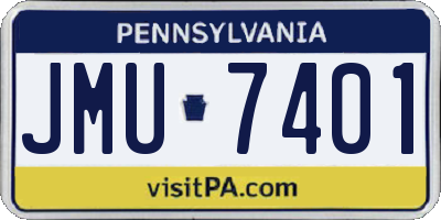 PA license plate JMU7401