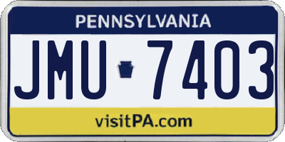 PA license plate JMU7403