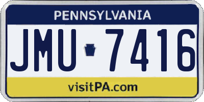 PA license plate JMU7416