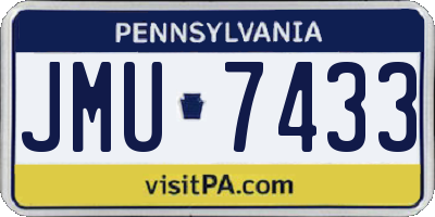 PA license plate JMU7433