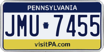 PA license plate JMU7455