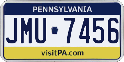 PA license plate JMU7456