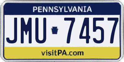 PA license plate JMU7457